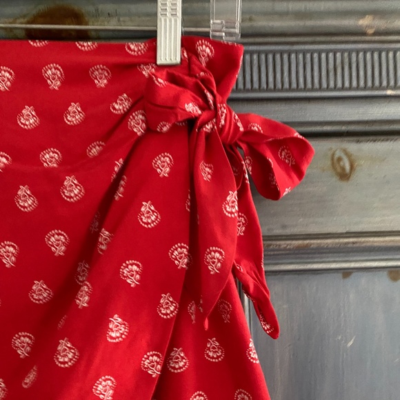 Sezane Red Mini Skirt with White Pattern - Picture 3 of 6